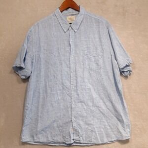 Weatherproof Vintage Mens SS Washable Linen Button Shirt Sz.2XL/Blue/Knitted
